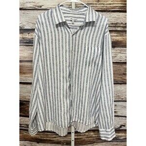 Peter Millar Shirt X-Large Blue Linen Long Sleeve Button Up Resort Breathable XL